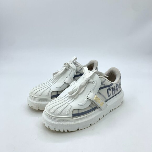 Christian Dior Dior-ID White Thick-Soled Lace-Up Sneakers Womens 37.5 - Picture 2 of 9